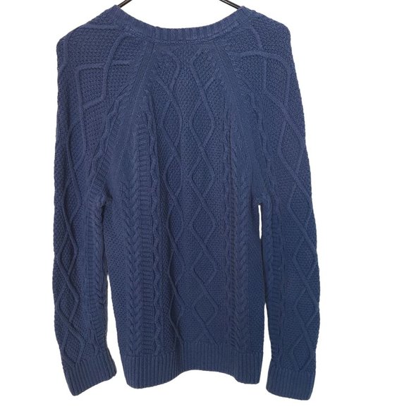 Abercrombie & Fitch Mens XL Blue Long Sleeves Cable Knit Crew Neck Sweater - Picture 8 of 8
